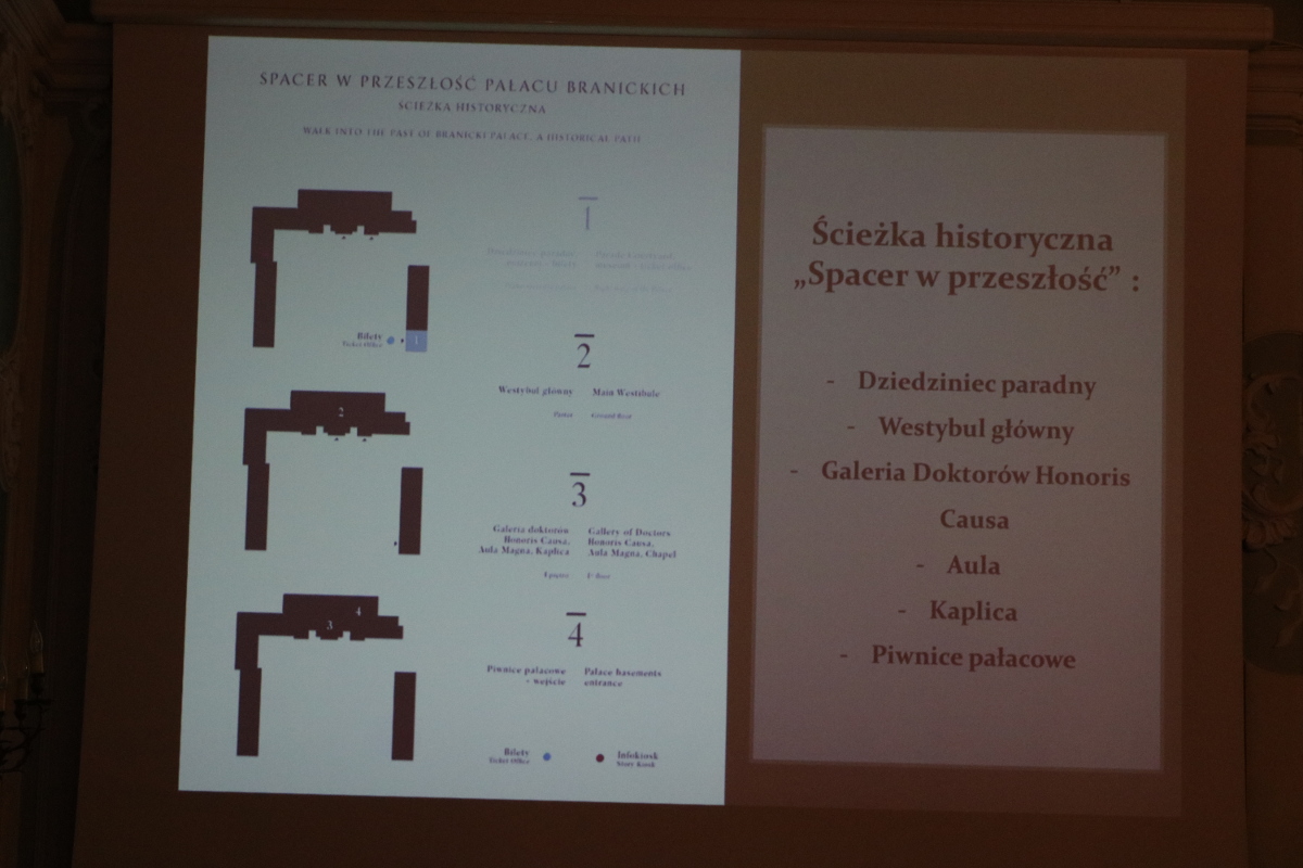 Prezentacja multimedialna pokazująca plan budynków Pałacu Branickich 